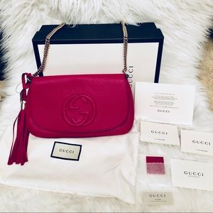 GUCCI soho pebbled calfskin medium